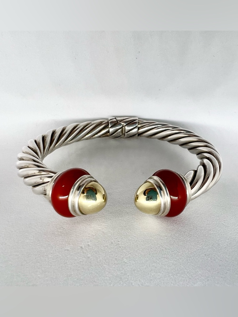 David Yurman Rondelle Cable Bracelet With Carnelian and 14K Gold